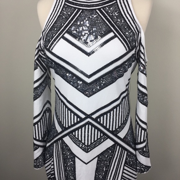 Express Cut Out Shoulder Sequin Dress - Picture 3 of 8